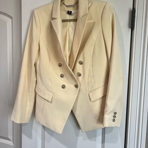 White House Black Market Light Yellow Tailored double breasted Blazer